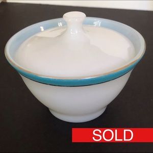 Vintage Pyrex Sugar Bowl Mid Century TURQUOISE 50s